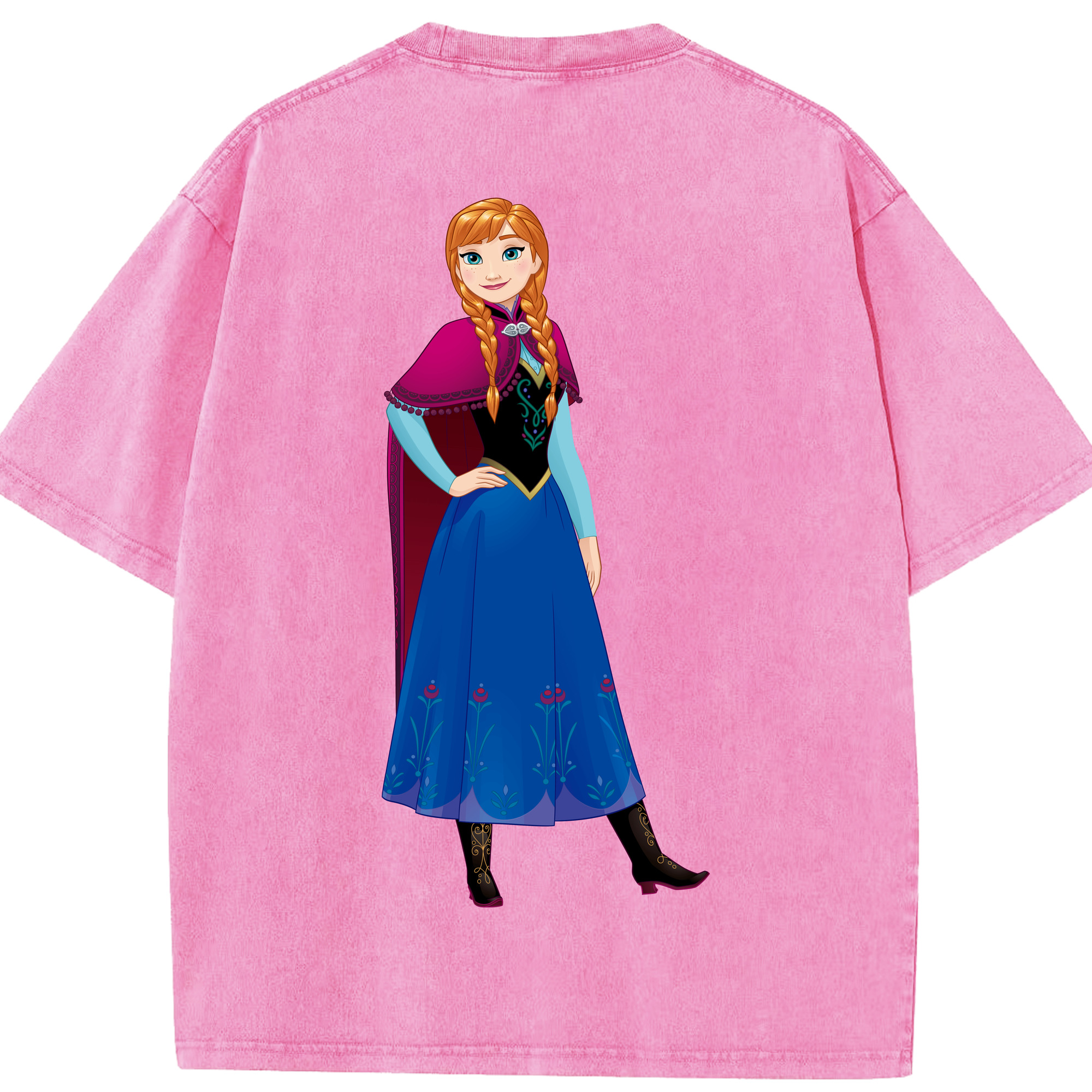 （画像用） アナと雪の女王 アンナ エルサ Frozen Anna Elsa 綿100% ヴィンテージ風 半袖Tシャツ（背面プリント）